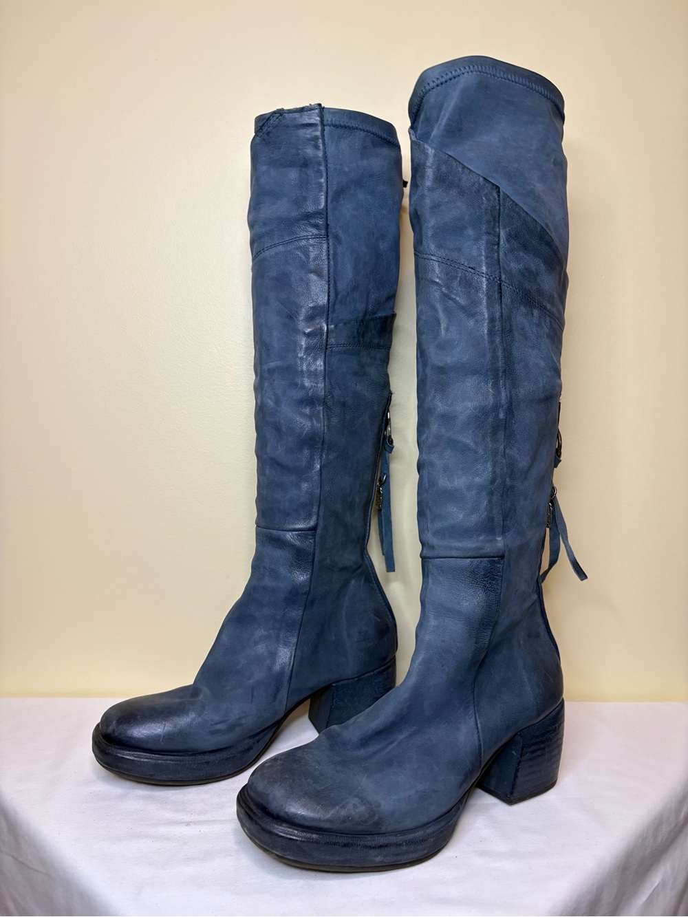 A.S.98 Navy Leather Boots Size 37 - Picture 3 of 4